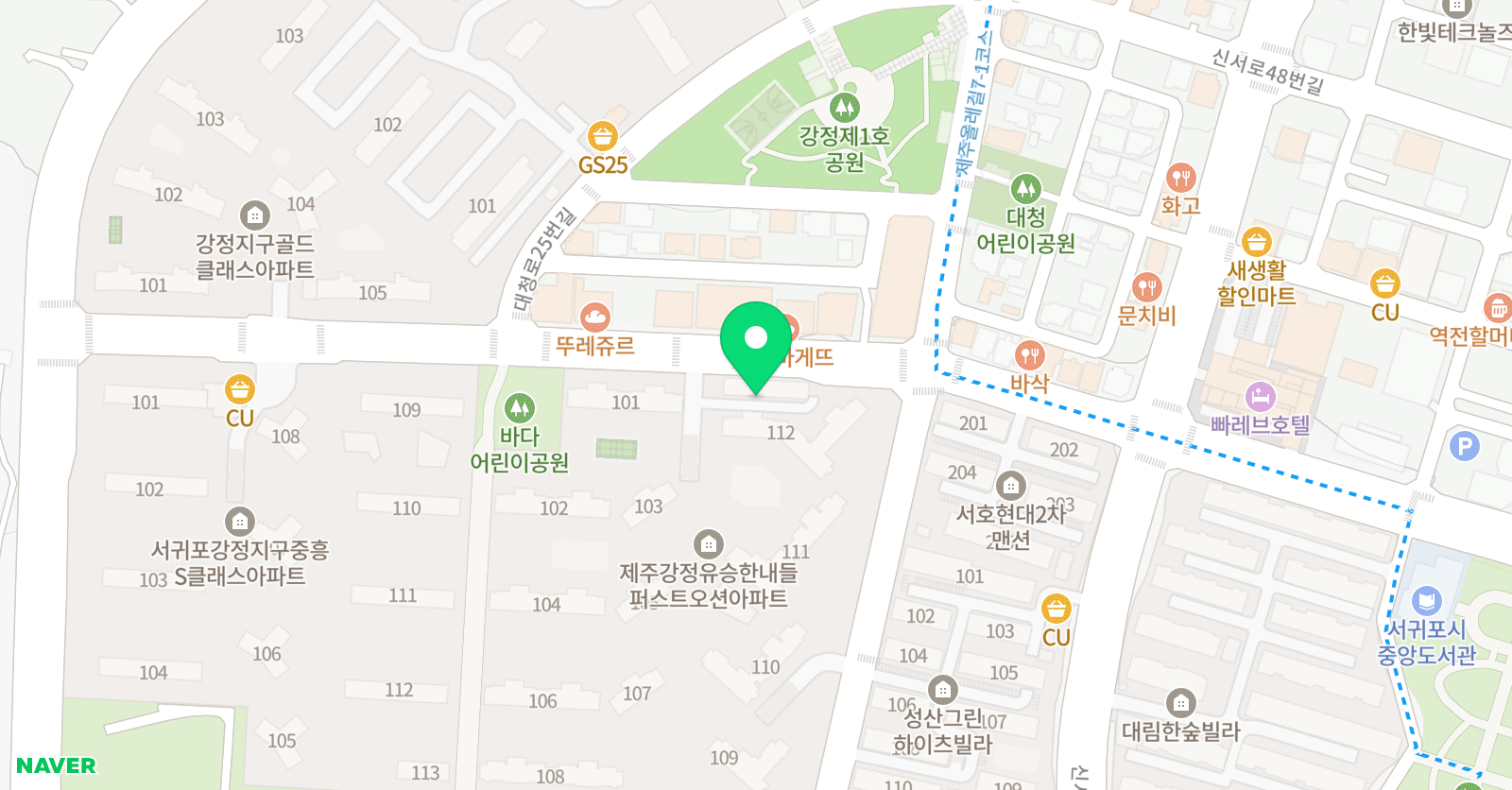아트앤하트 미술교습소 제주서귀포강정 위치