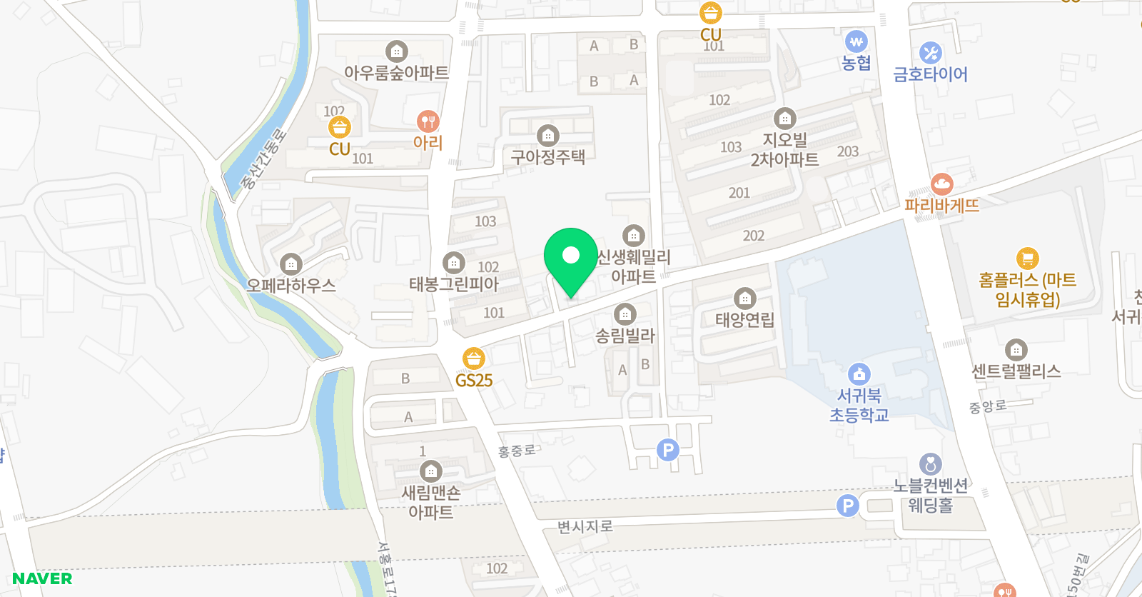 크리아트 즐거운서홍원 제주 위치