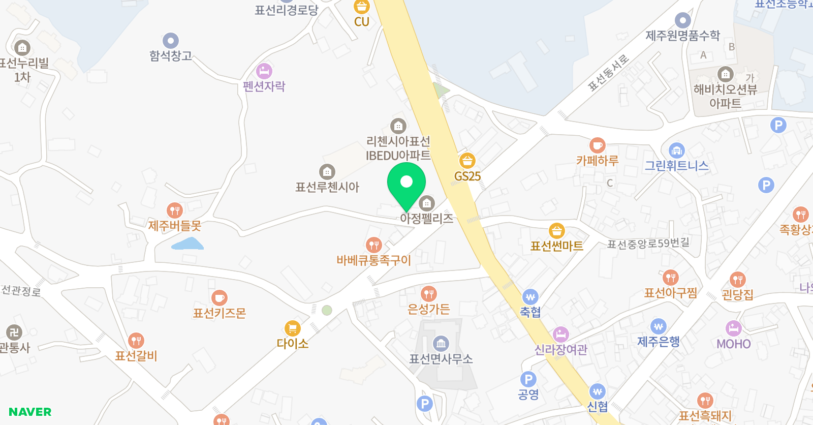 웹툰애니플러스 미술학원 표선점 위치