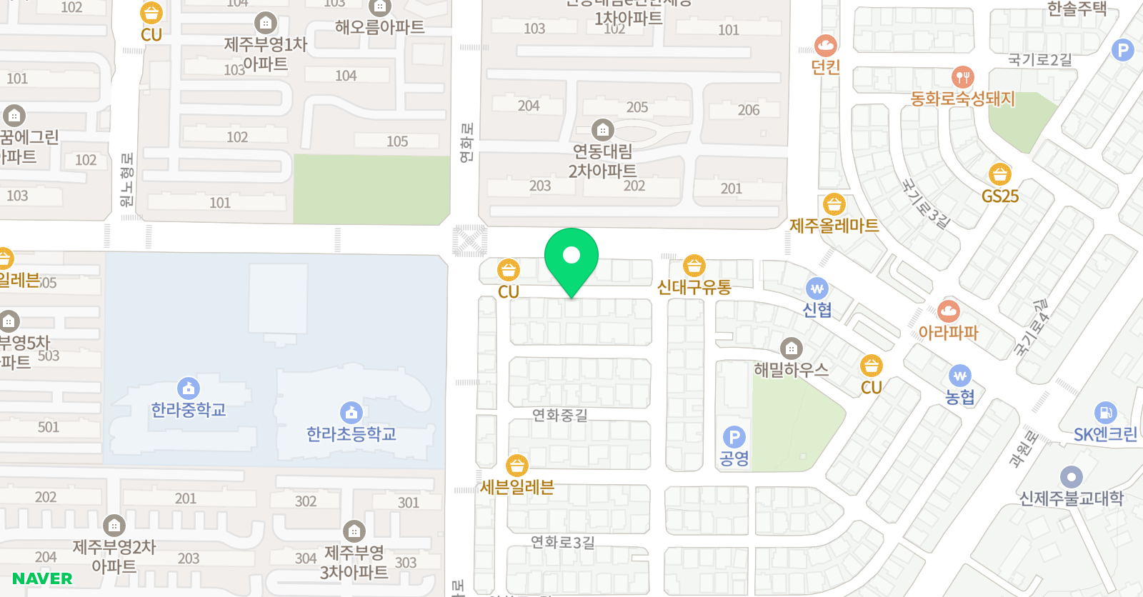 발자국소리가큰아이들 미술학원 제주원 위치