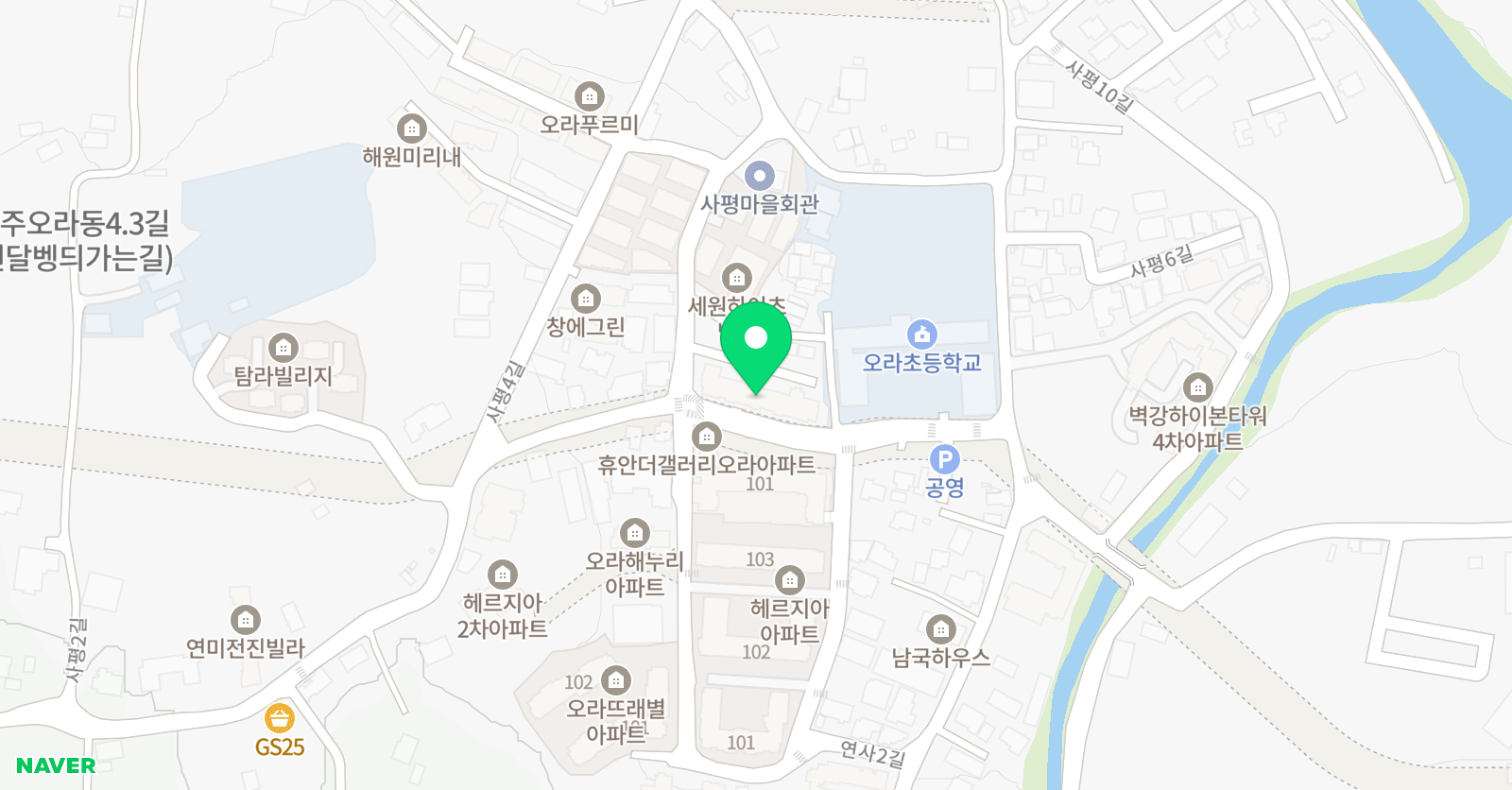 아트앤하트 아트 학원 제주 오라점 위치