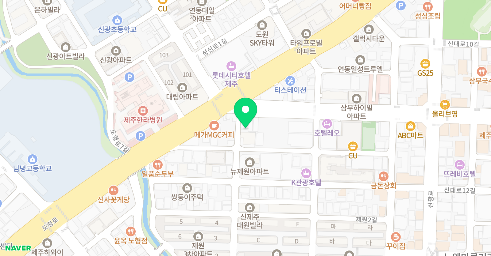 웹툰애니플러스 미술학원 노형점 위치