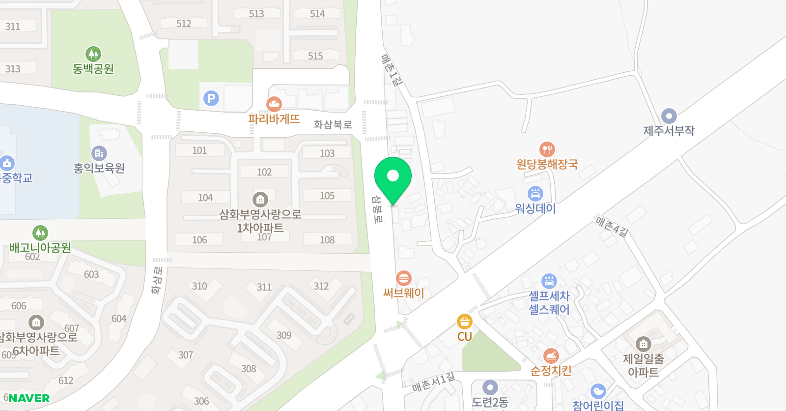 지앤비 영어전문학원 도련캠퍼스 위치