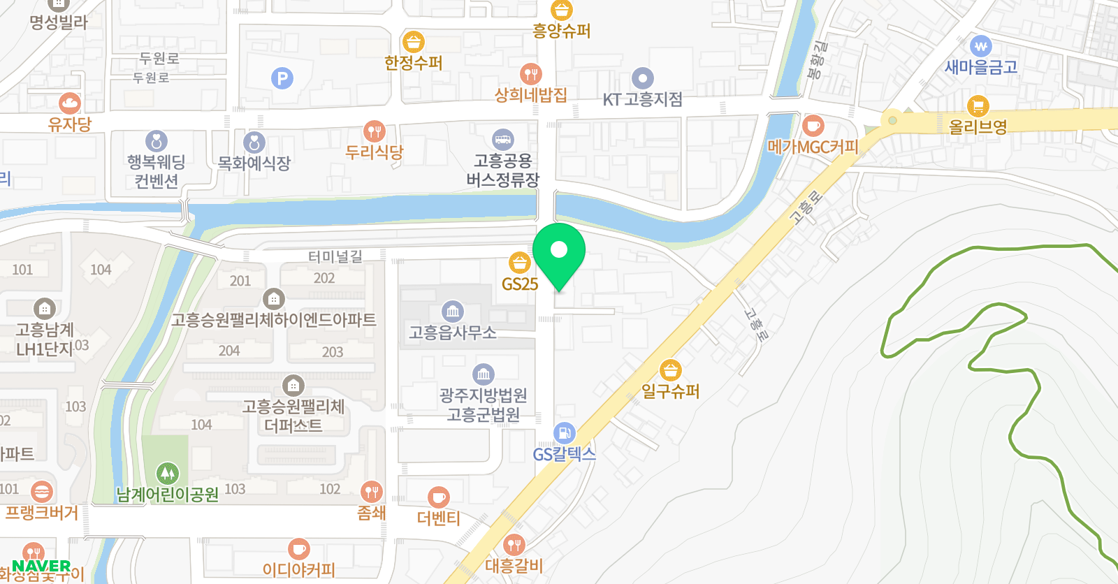 GNB 영어전문학원 고흥캠퍼스 위치