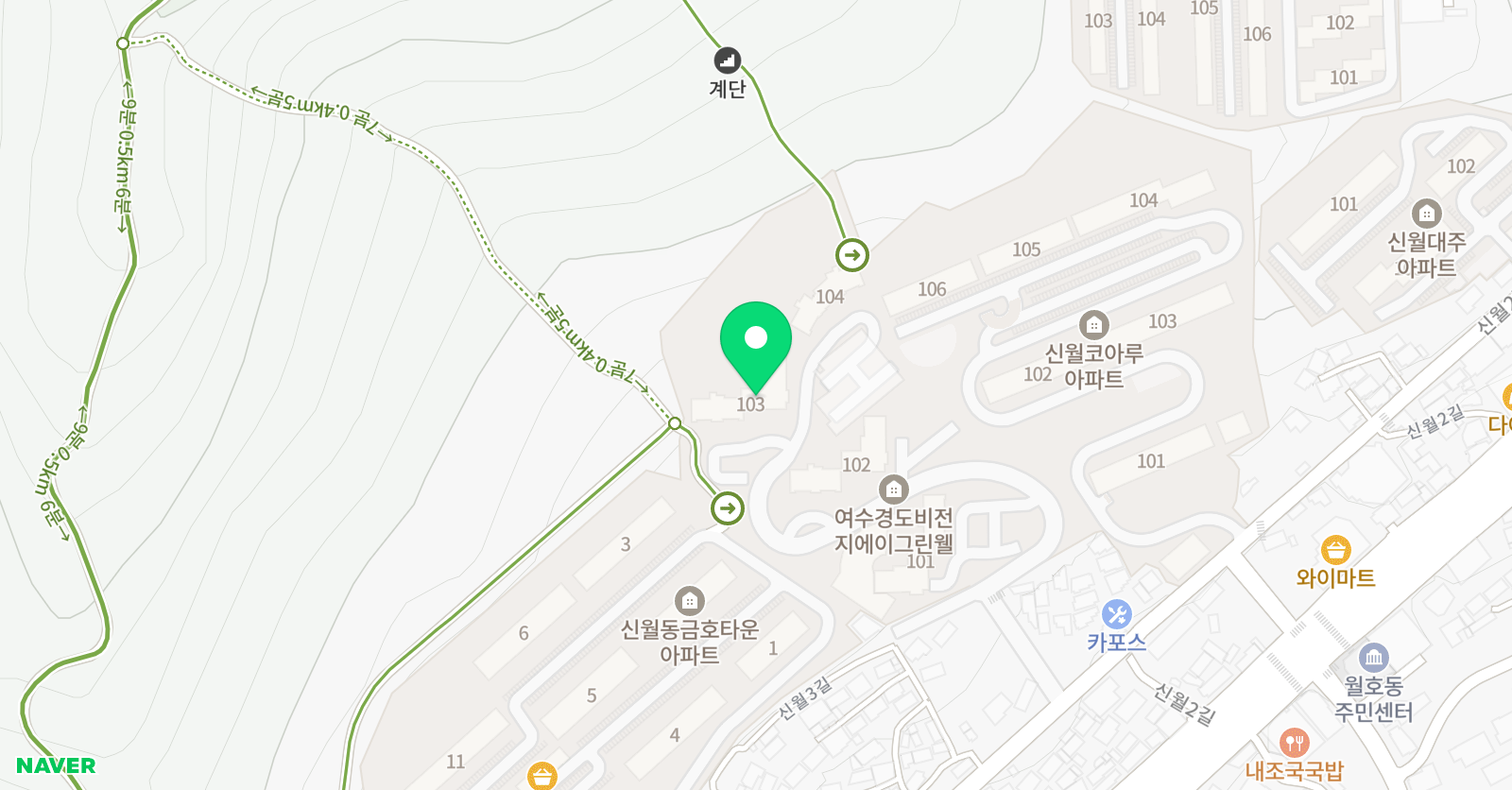 아소비 여수신월점 위치