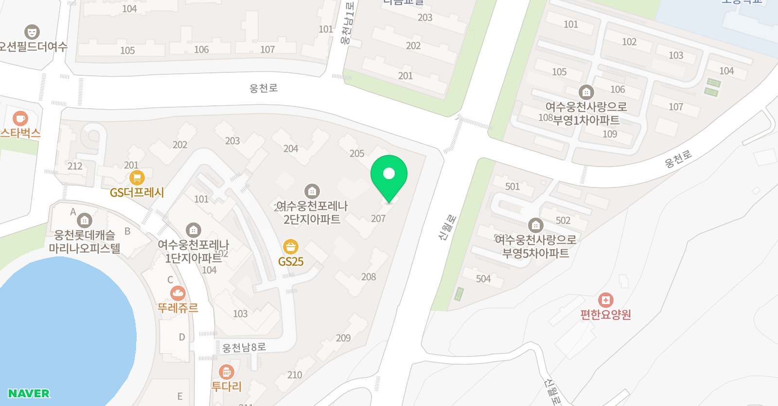 플레이팩토 여수웅천포레나 공부방 위치