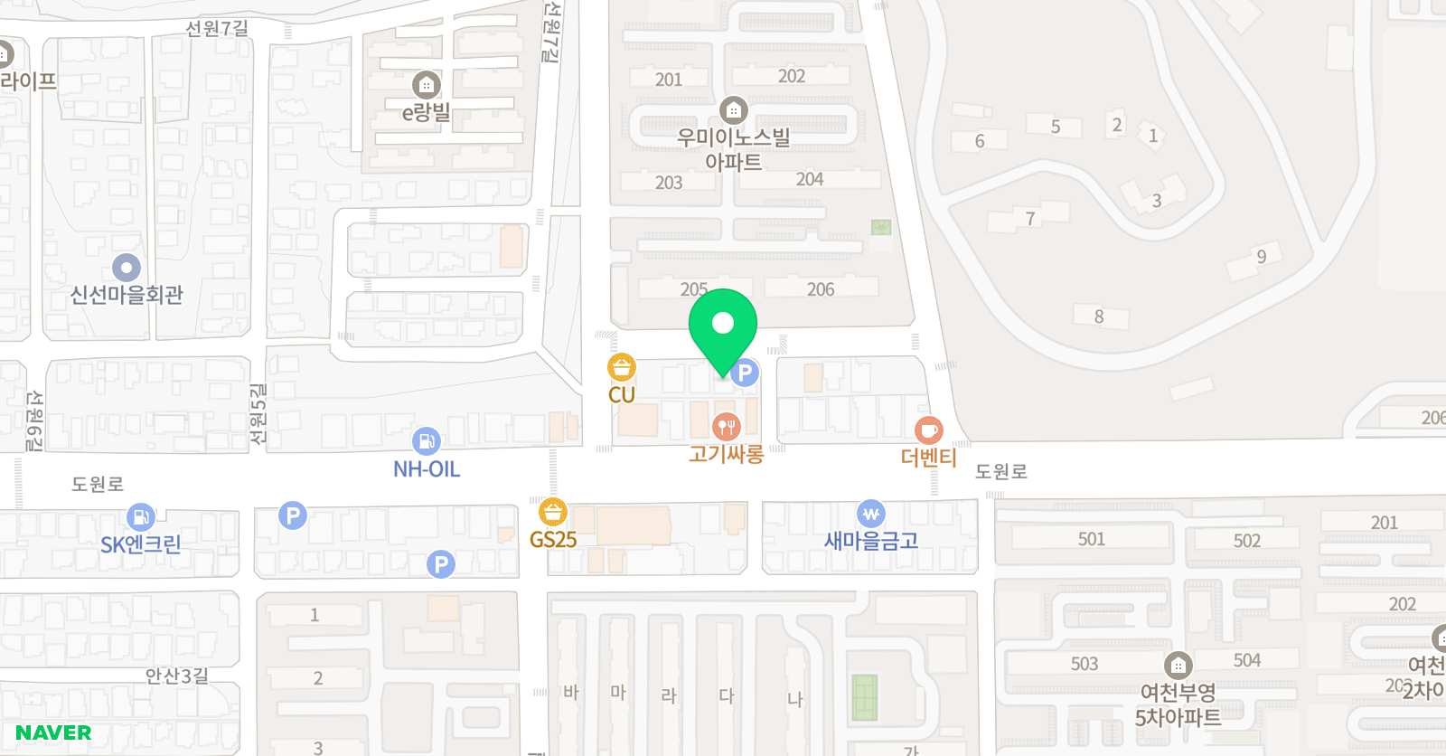 뮤엠 영어 여천도원학원 위치