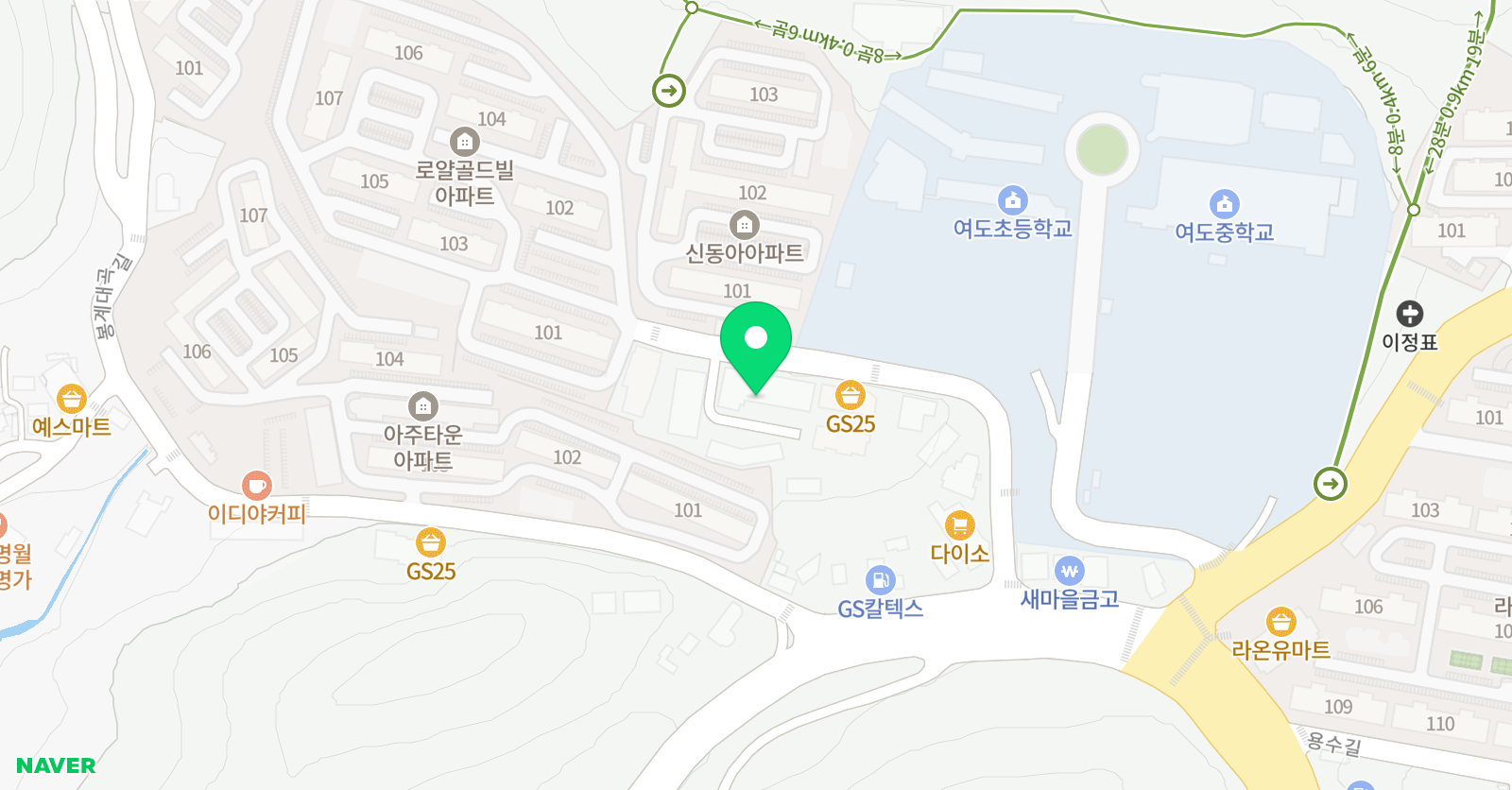 명리 학원 위치