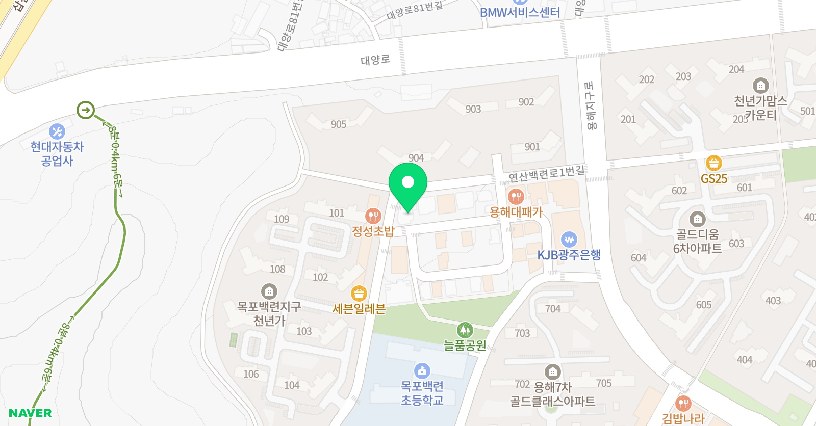 백련 수학전문학원 위치