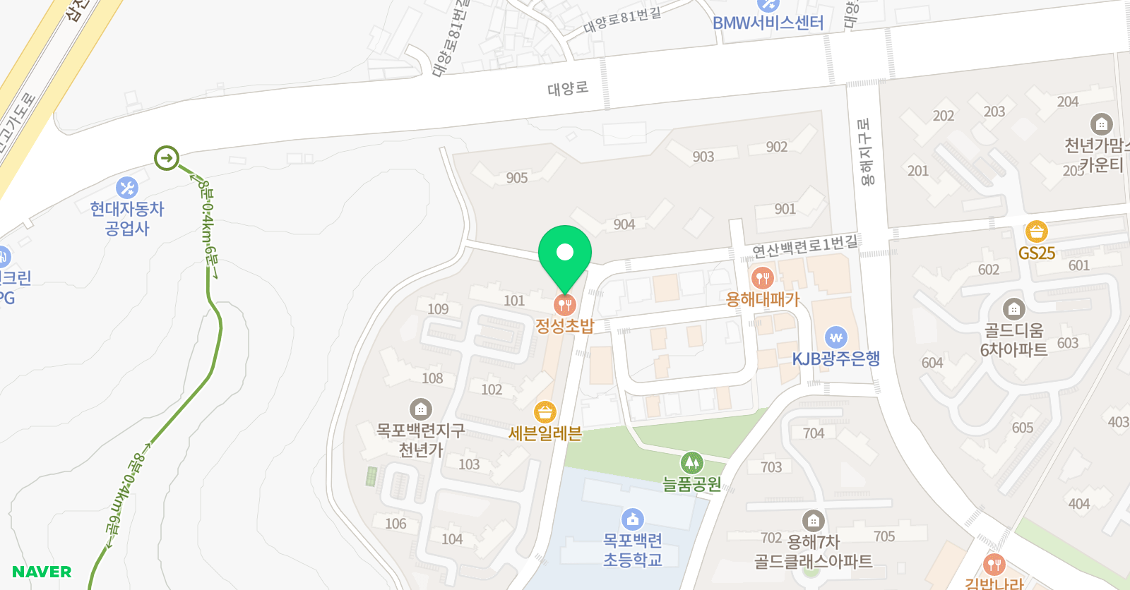 크리아트 목포 연산백련원 위치