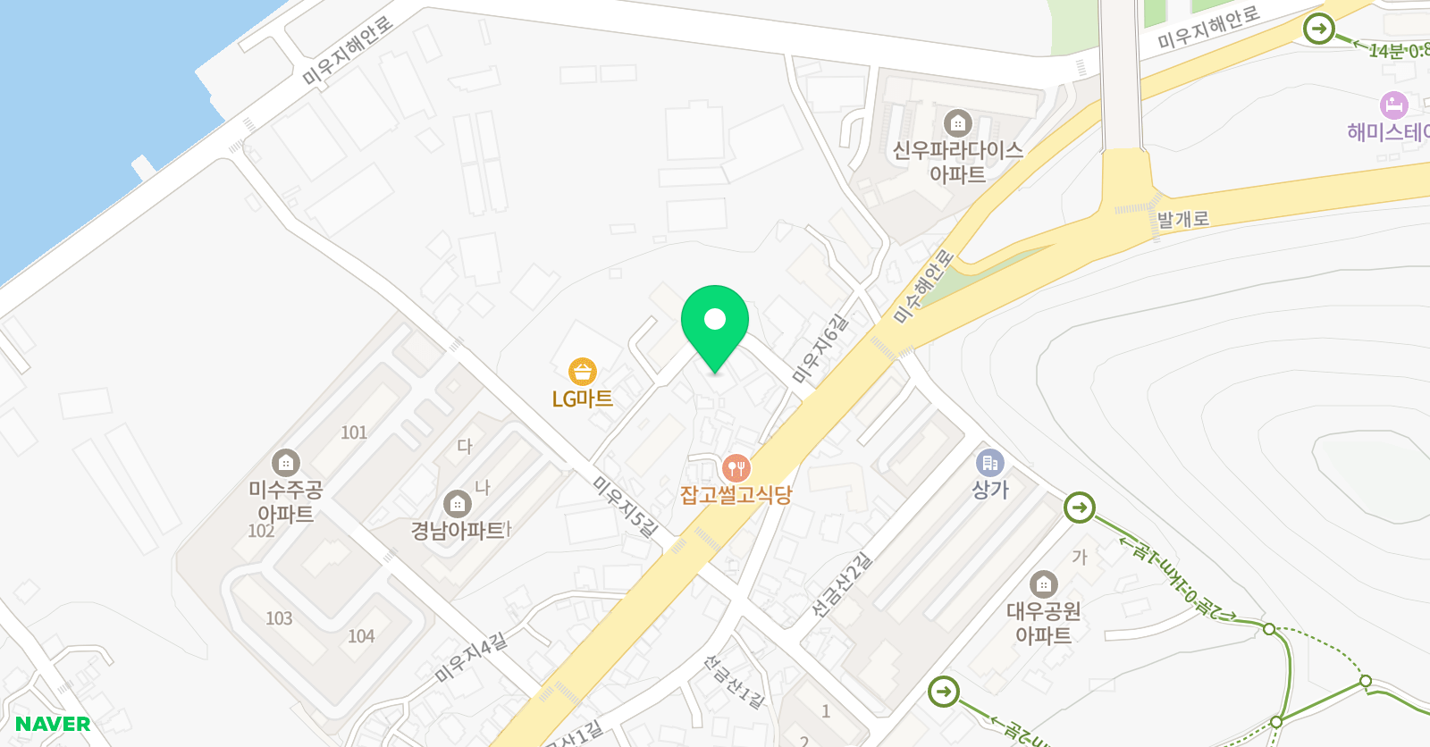 MTA 태권도 통영 미수점 위치