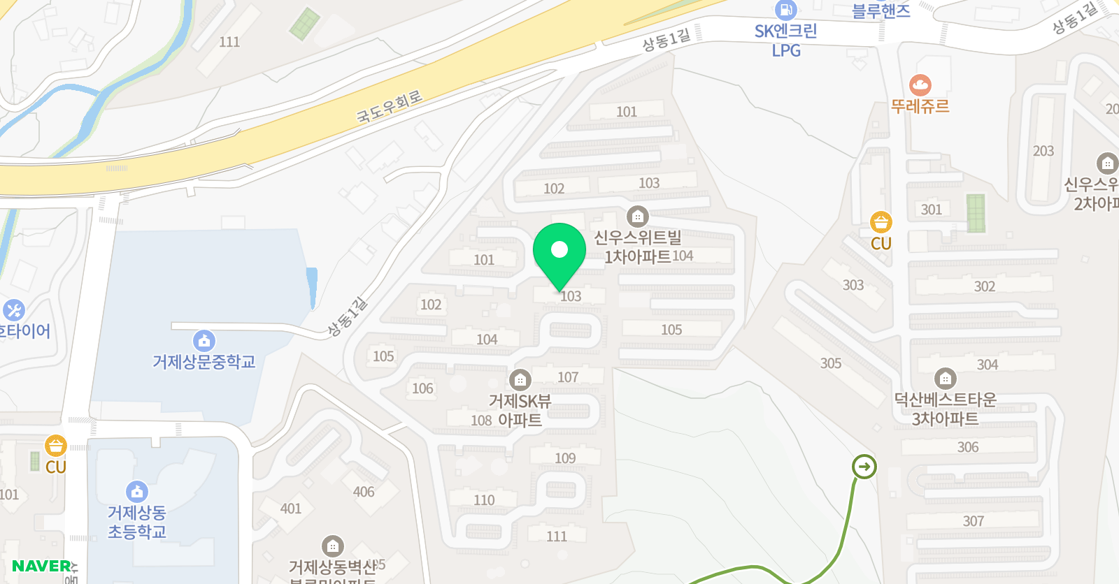 빨간펜수학의달인 거제상동SK뷰 점 위치