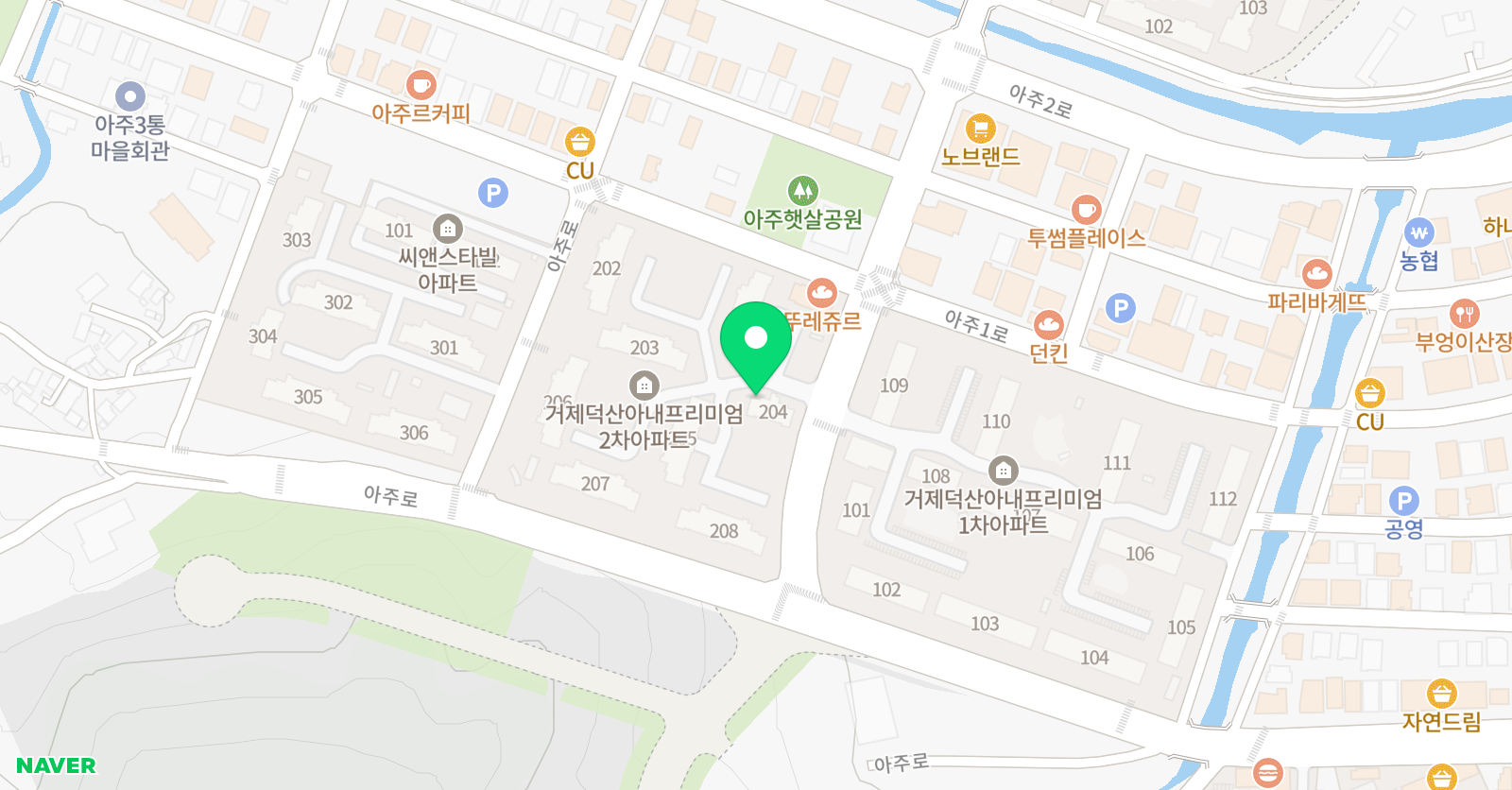 기탄 사고력교실 아주덕산아내점 위치