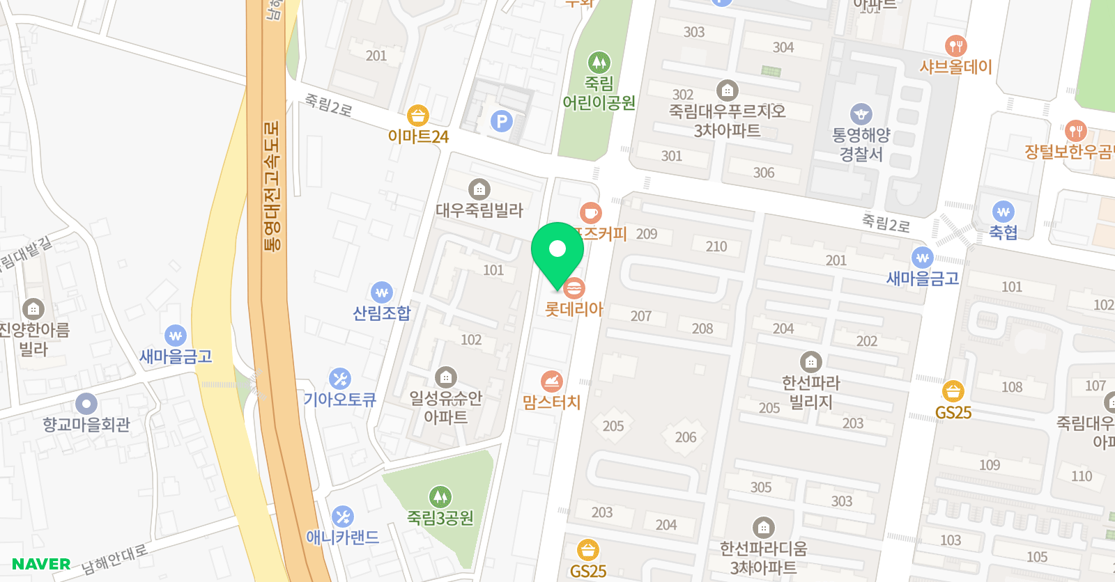 E해법 수학학원 죽림중앙지점 위치