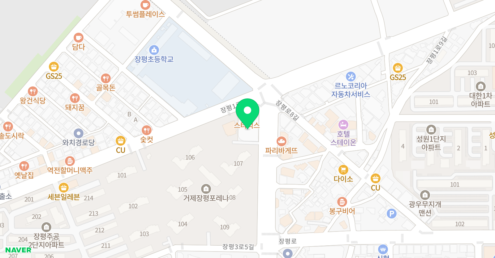 바른 국영수학원 거제장평점 위치