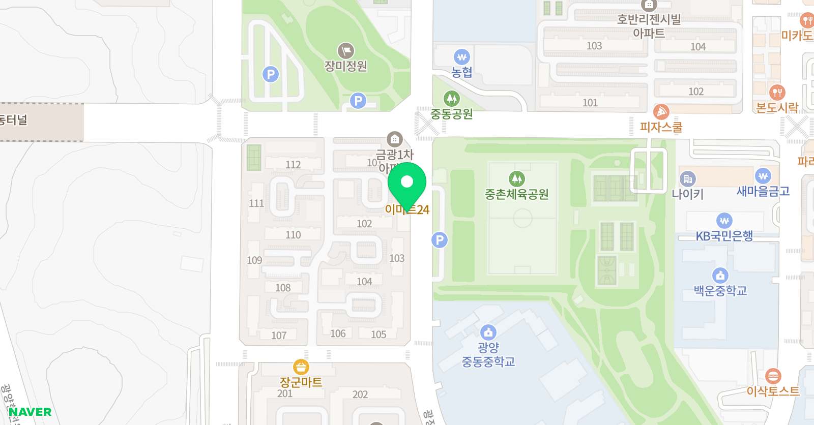 영어종결센터 중동학원 위치