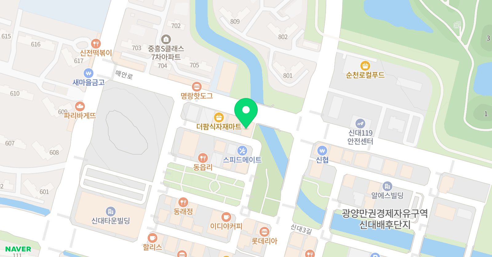 쟁이드럼 학원 위치