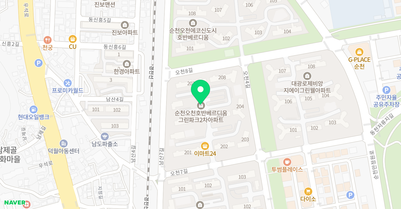 푸르넷 공부방 오천호반점 위치