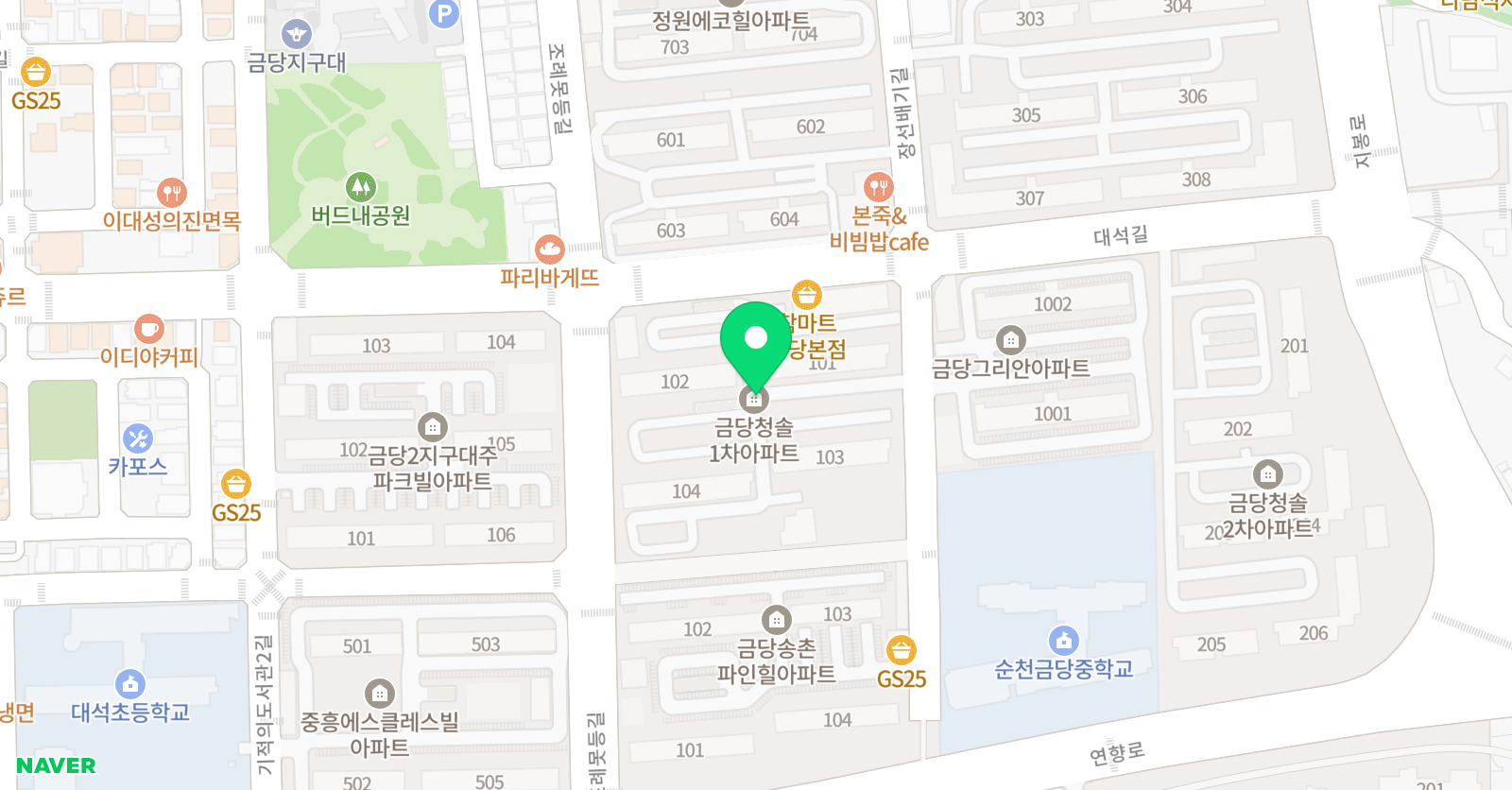 딱풀리는 수학 금당청솔1단지점 위치
