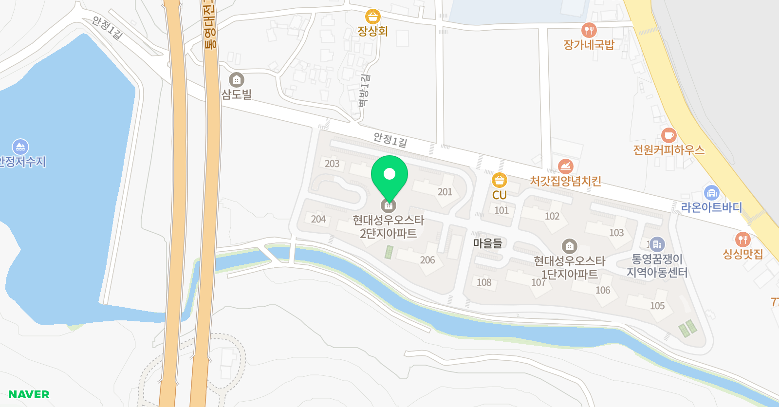 아소비 통영 안정오스타점 위치