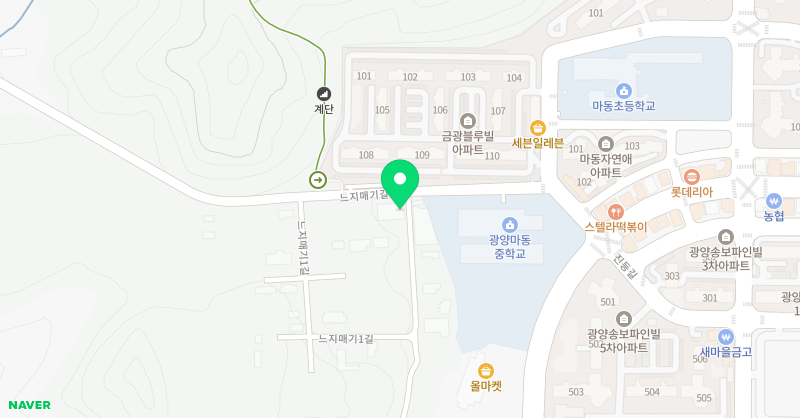 스위밍차일드 광양중마점 위치