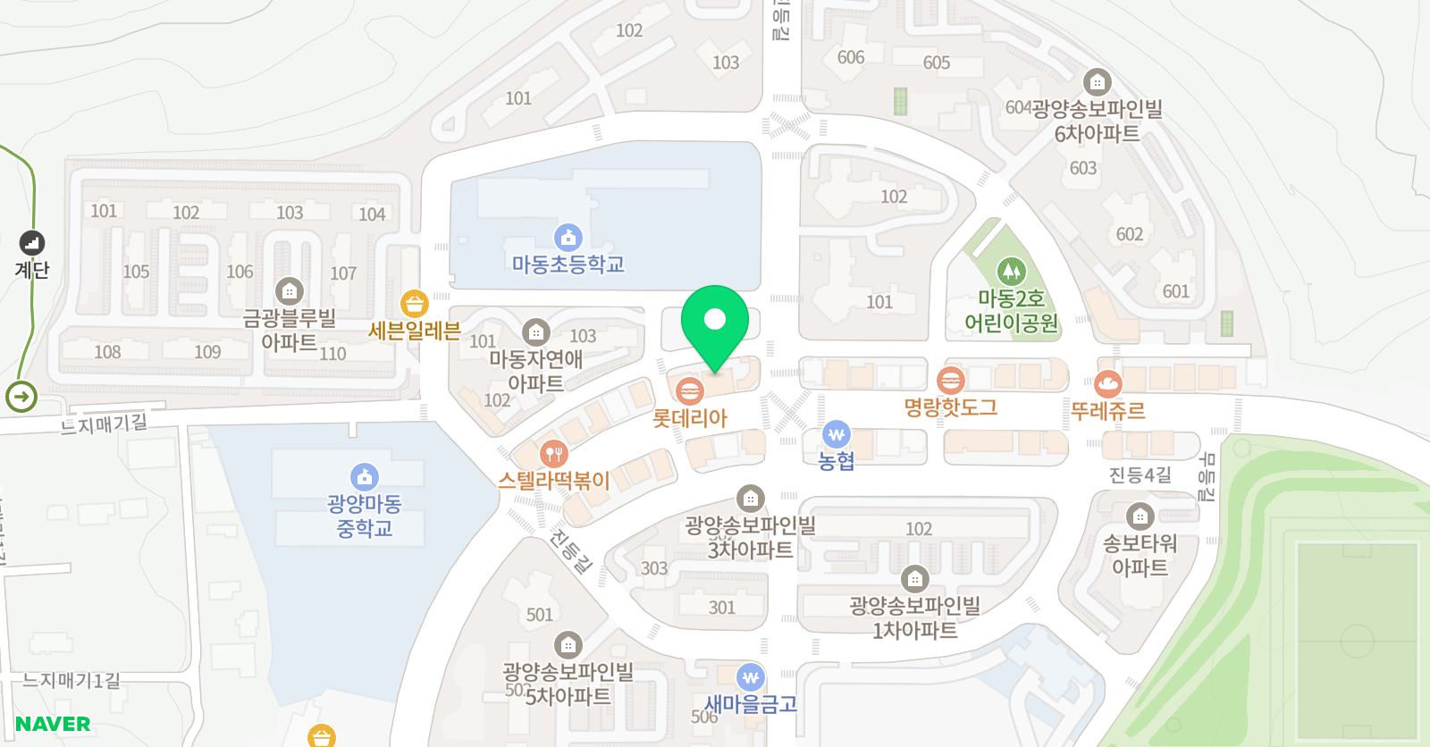 튼튼영어마스터클럽 마동학원 위치