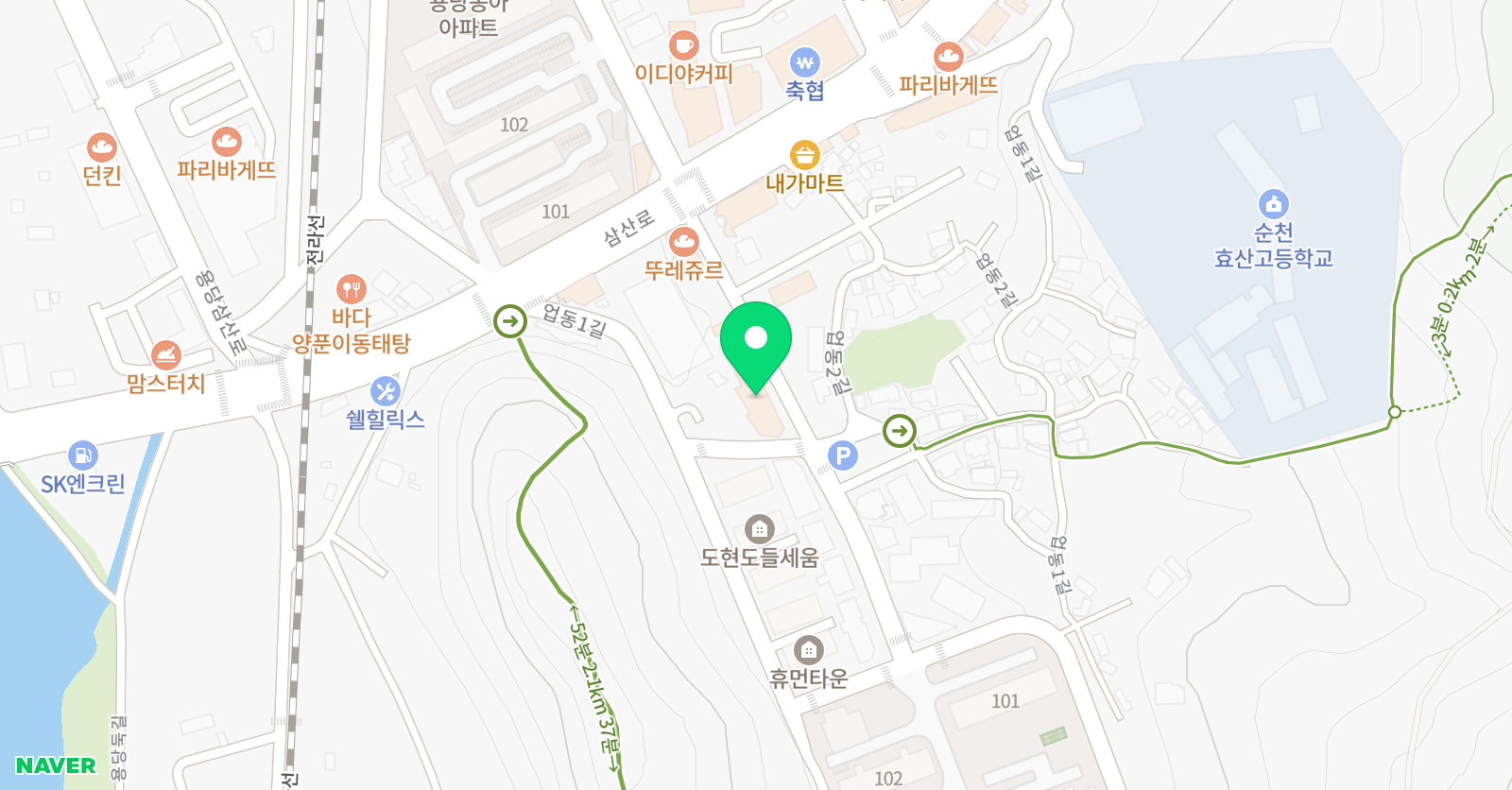 올라영어학원 용당점 위치