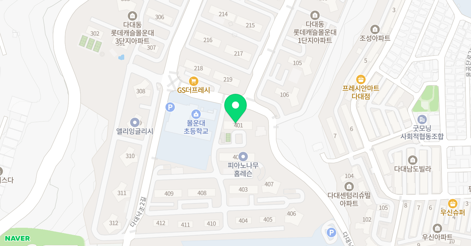빨간펜 수학의달인 롯데캐슬몰운대점 위치