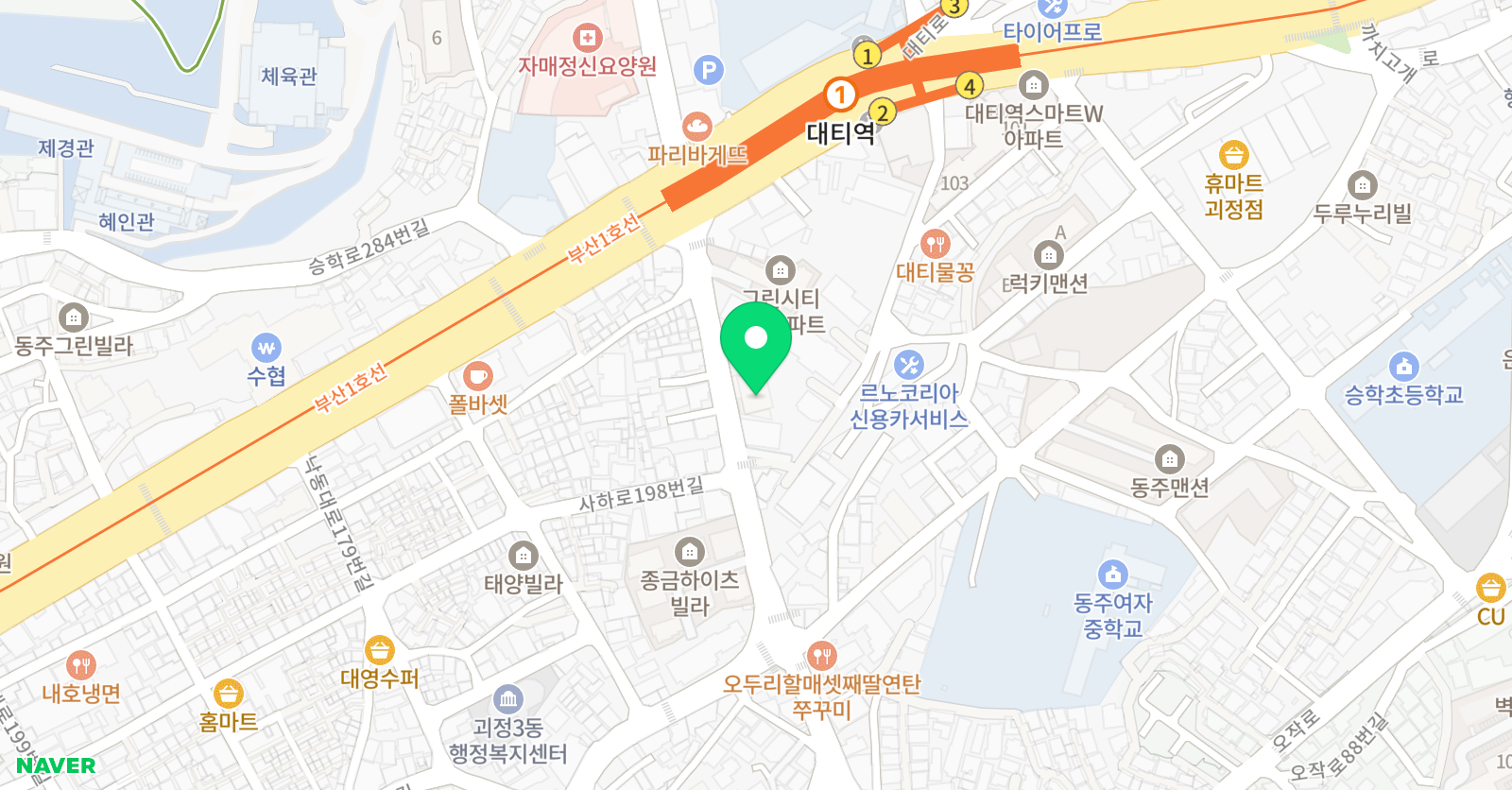 웅진프라임 학원 괴정 위치