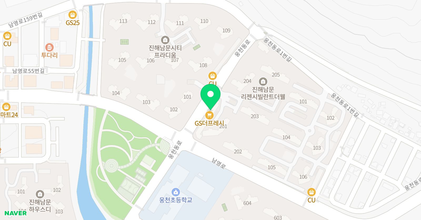 웅천초점딱풀리는 수학교습소 위치