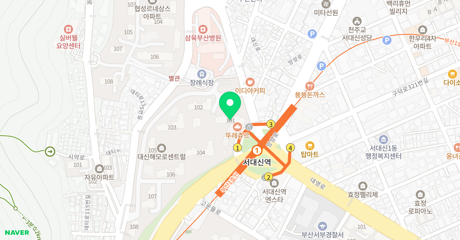 아소비 부산 대신해모로점 위치