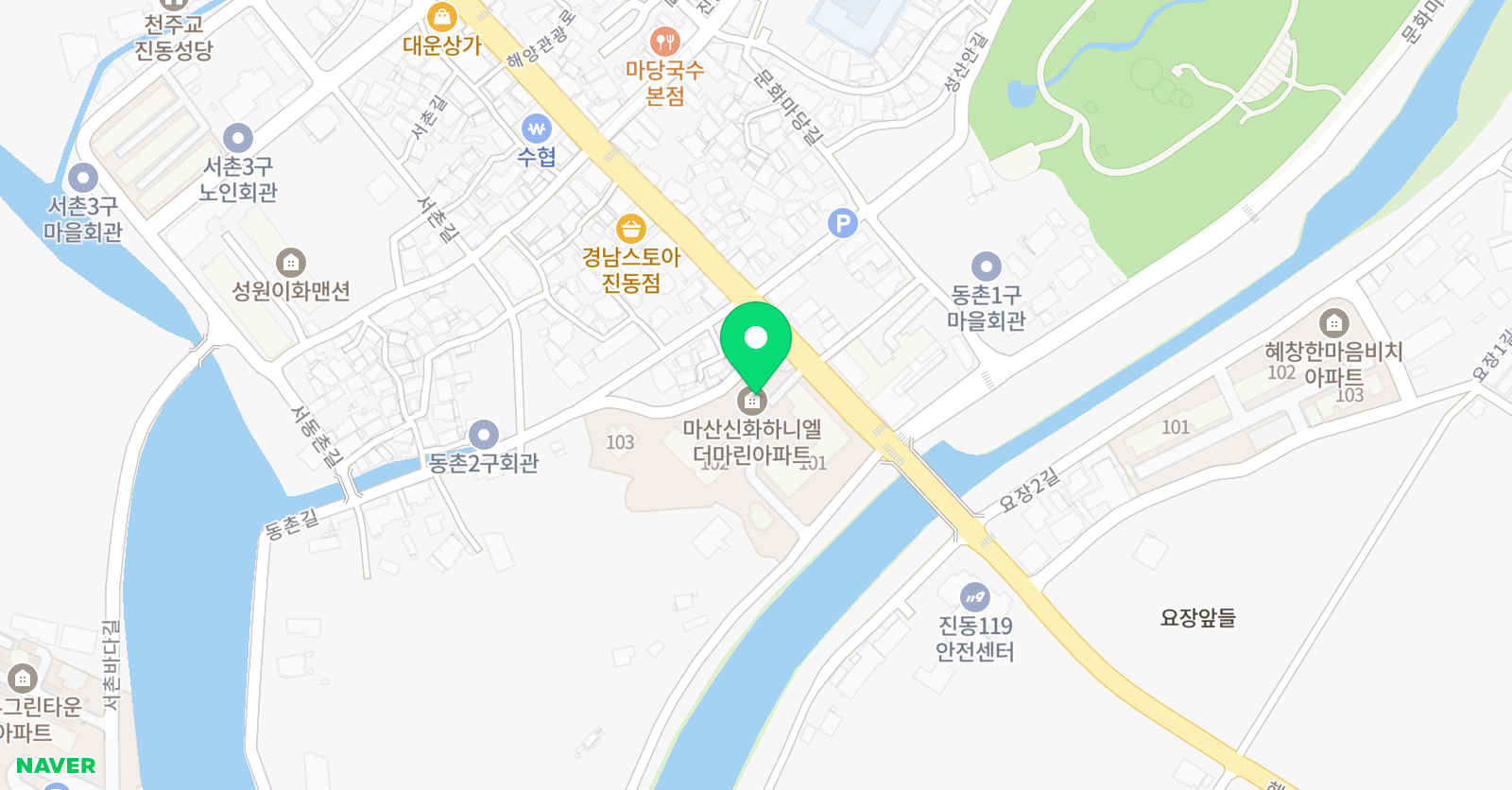 아소비 마산 진동점 위치