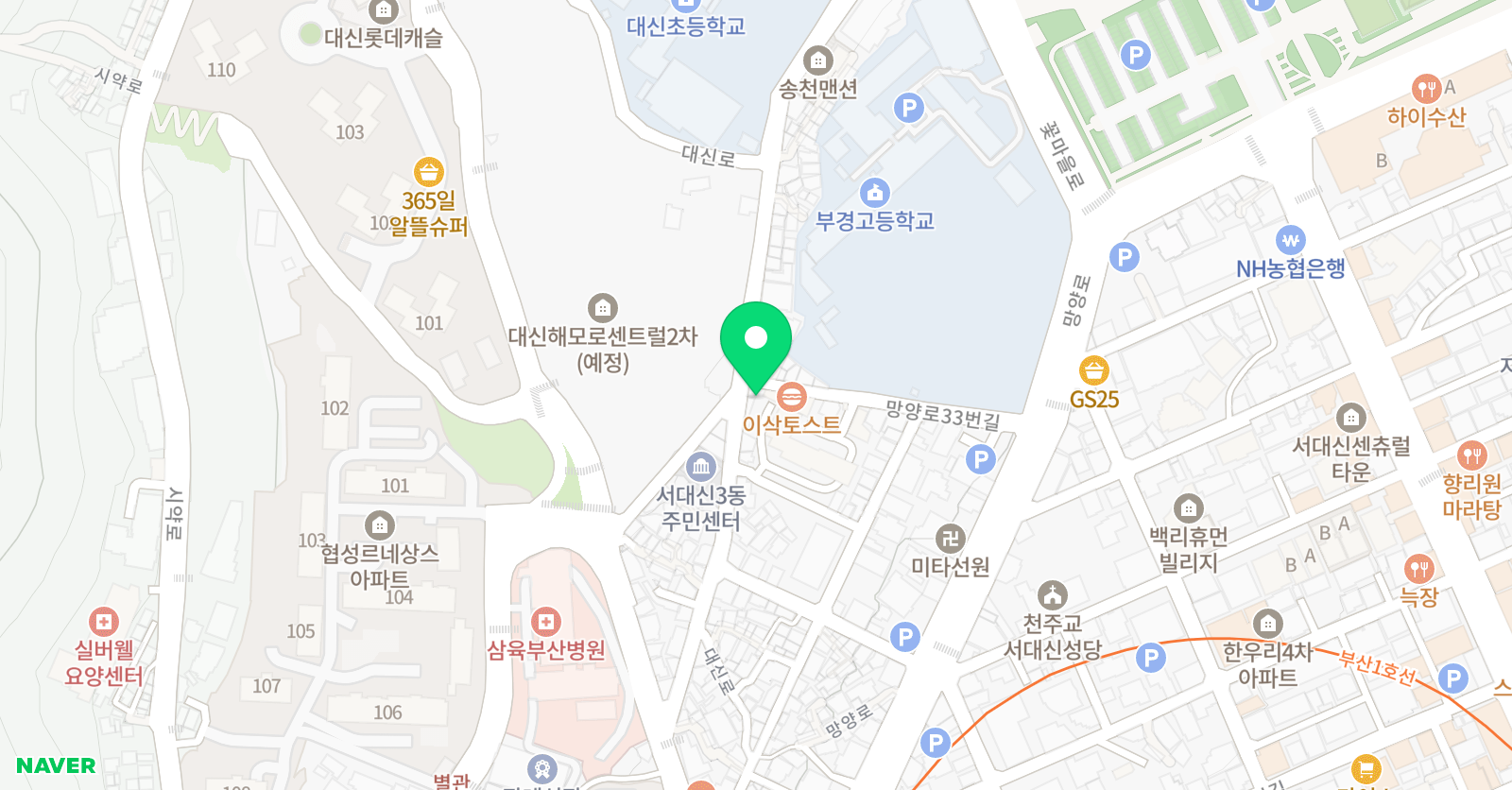 뮤엠 영어 서대신동점 위치