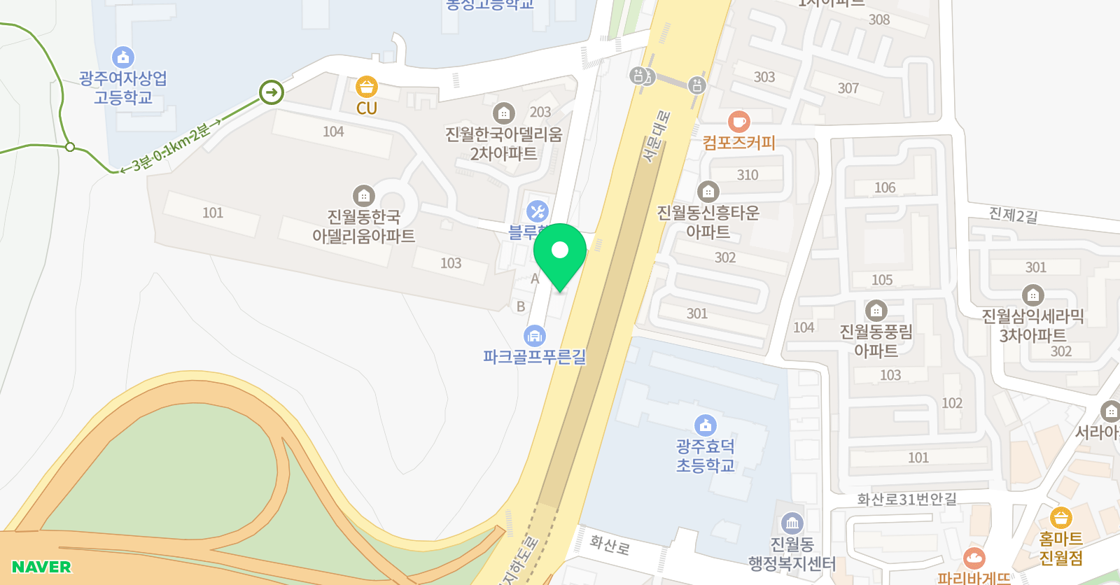 YT 어학원 광주진월캠퍼스 위치