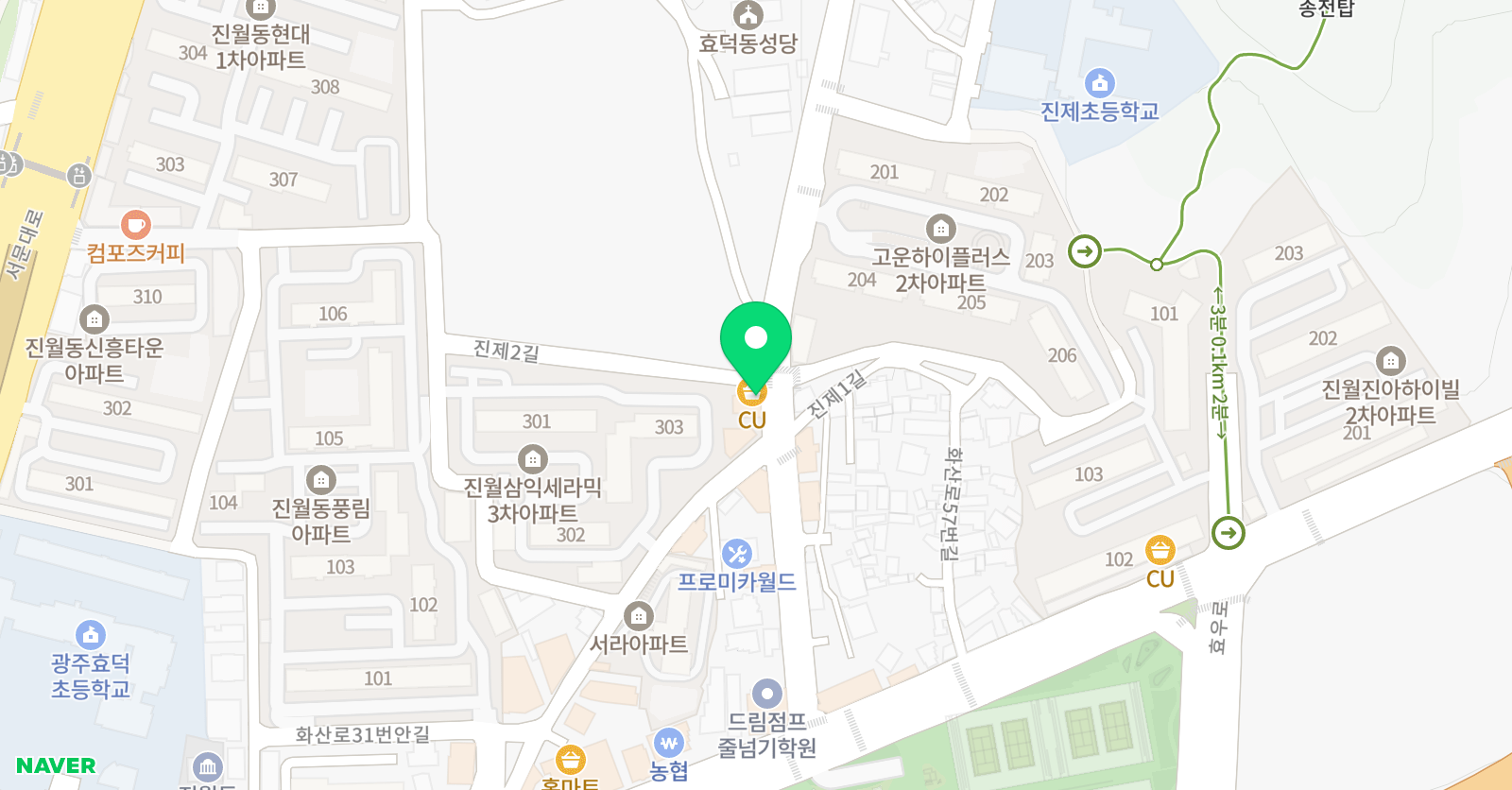 YBM잉글루 진월 어학원 위치