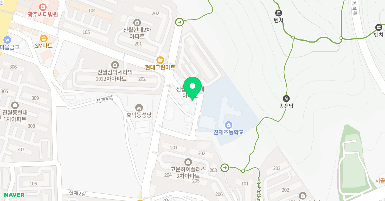 크리아트 광주진월원 위치