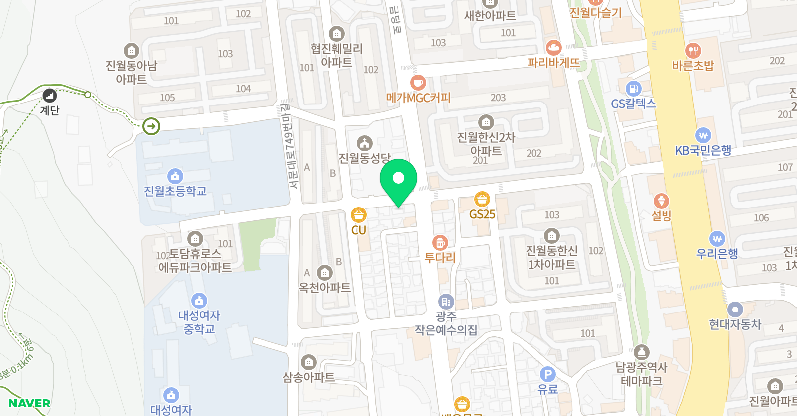 정다운 영어수학학원 위치