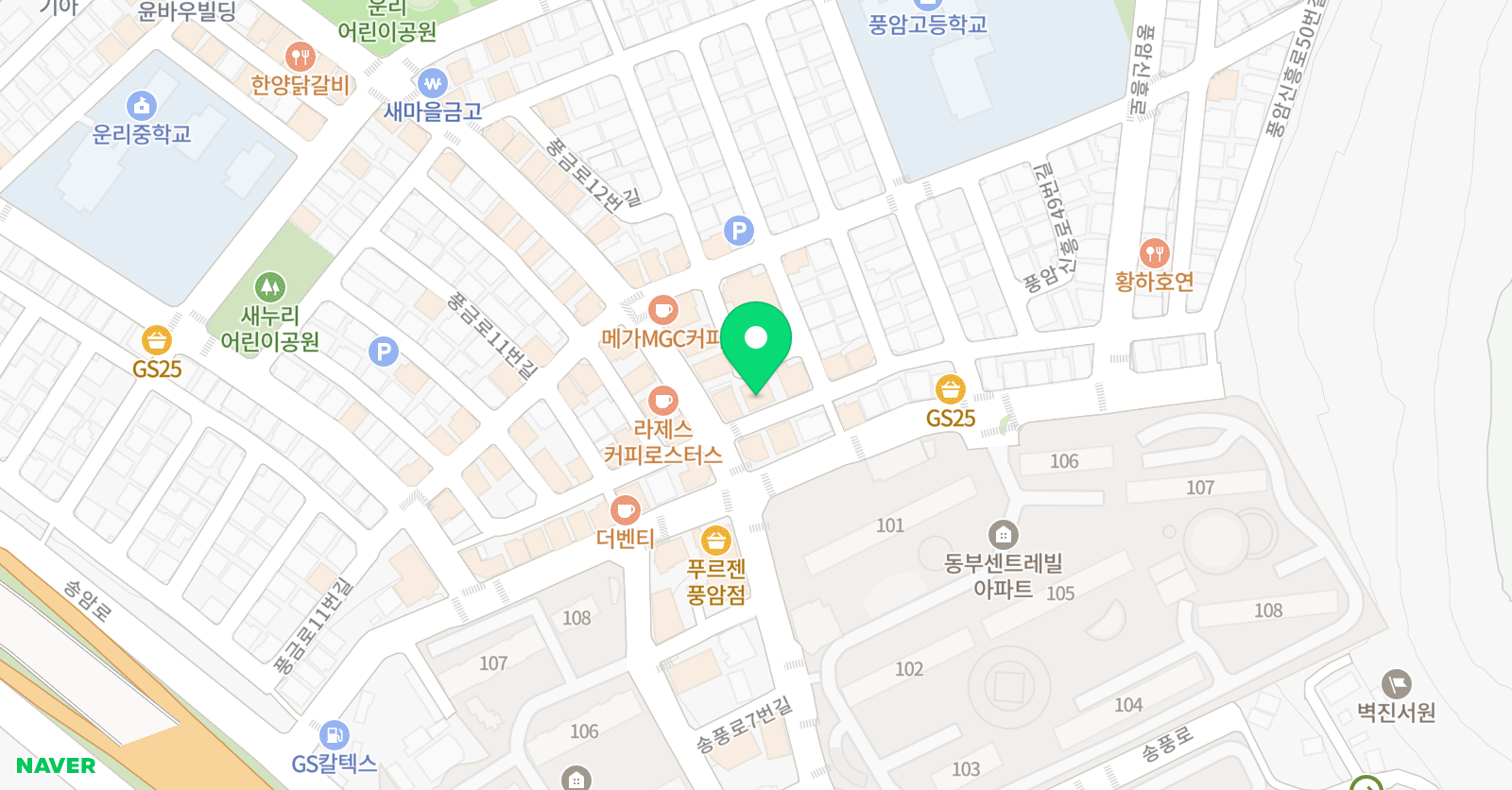 풍암 개념원리 수학학원 위치