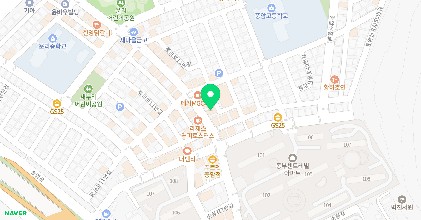 풍암한우리 독서논술교습소 위치