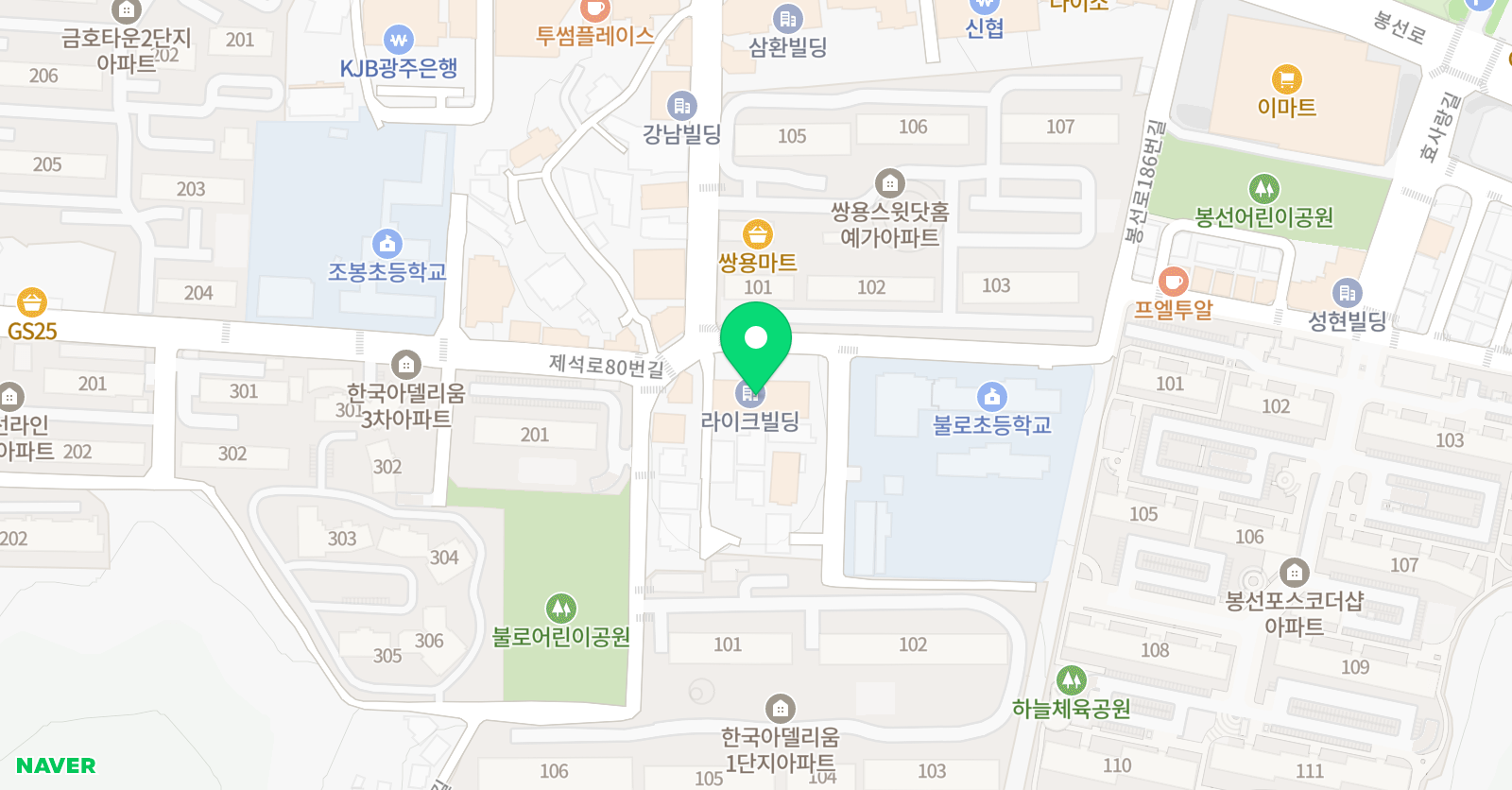 봉선메이블수학학원 위치