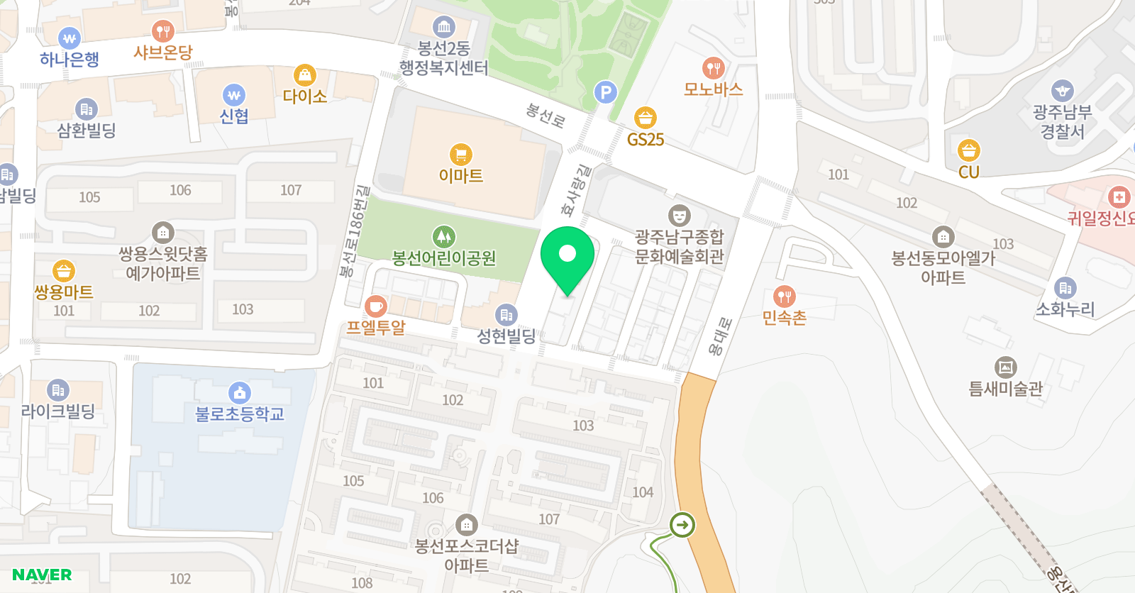 국풀 국어전문학원 광주봉선원 위치