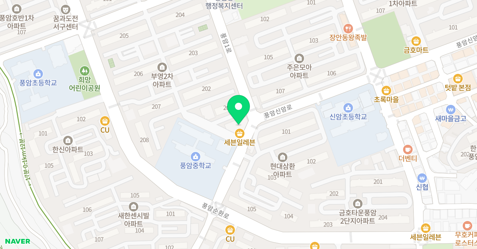 튼튼 영어마스터클럽 광주풍암점 위치