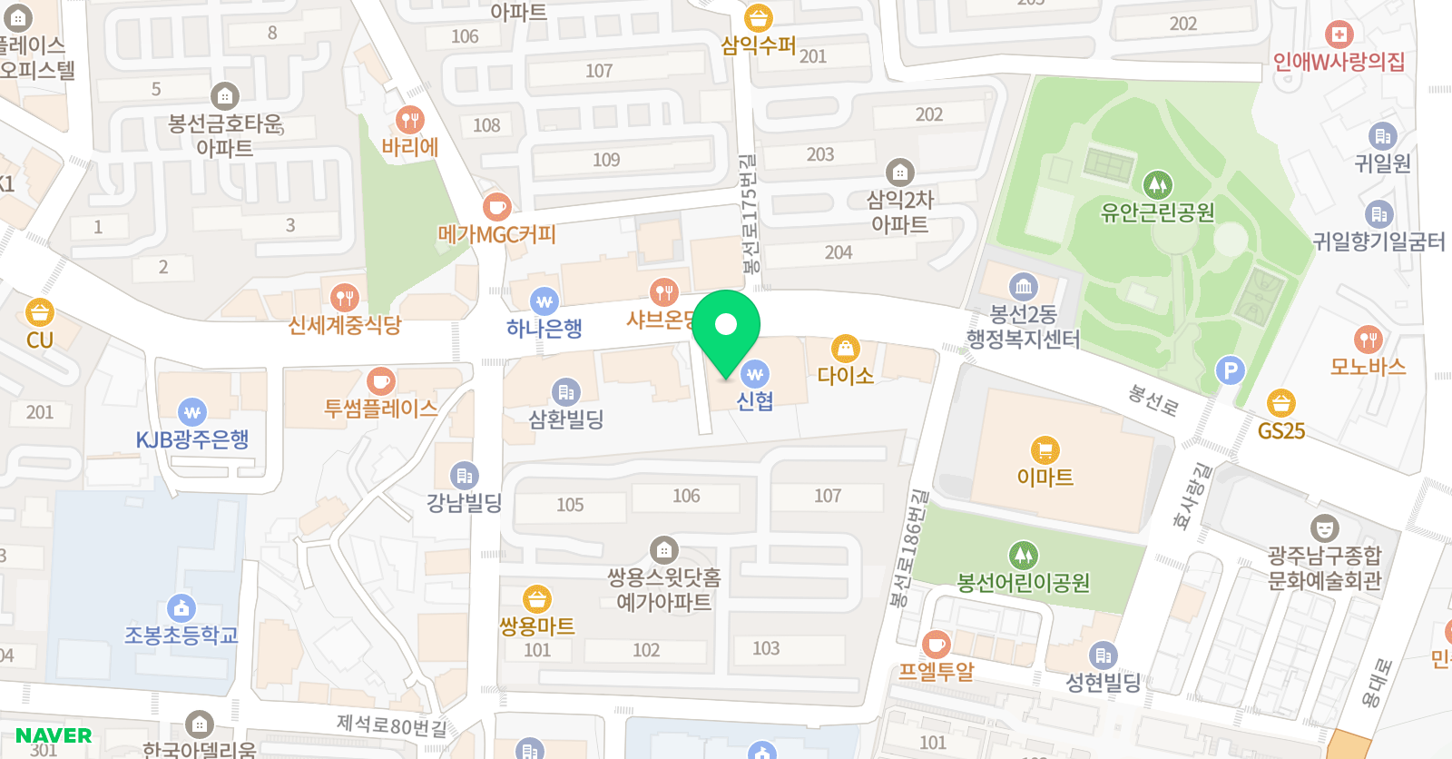 CMS 광주남구영재교육센터 사고력관 초등관 위치