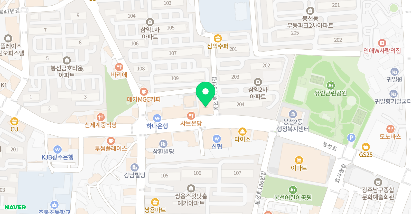 봉선김지광 수학전문학원 위치
