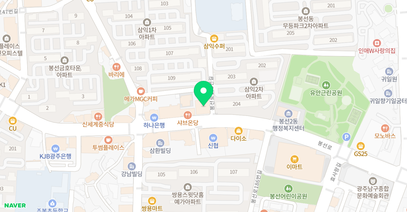 에이닷 영어학원 광주봉선지점 위치