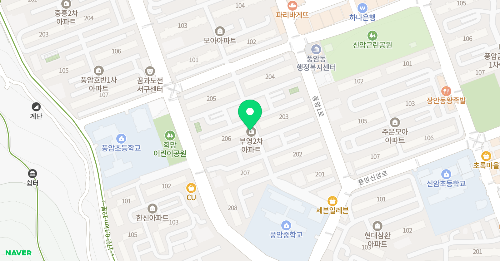 풍암 I.C 어문학원 위치