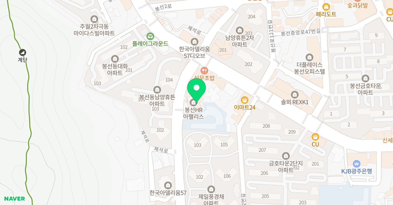 부밀리 학원 광주봉선점 위치