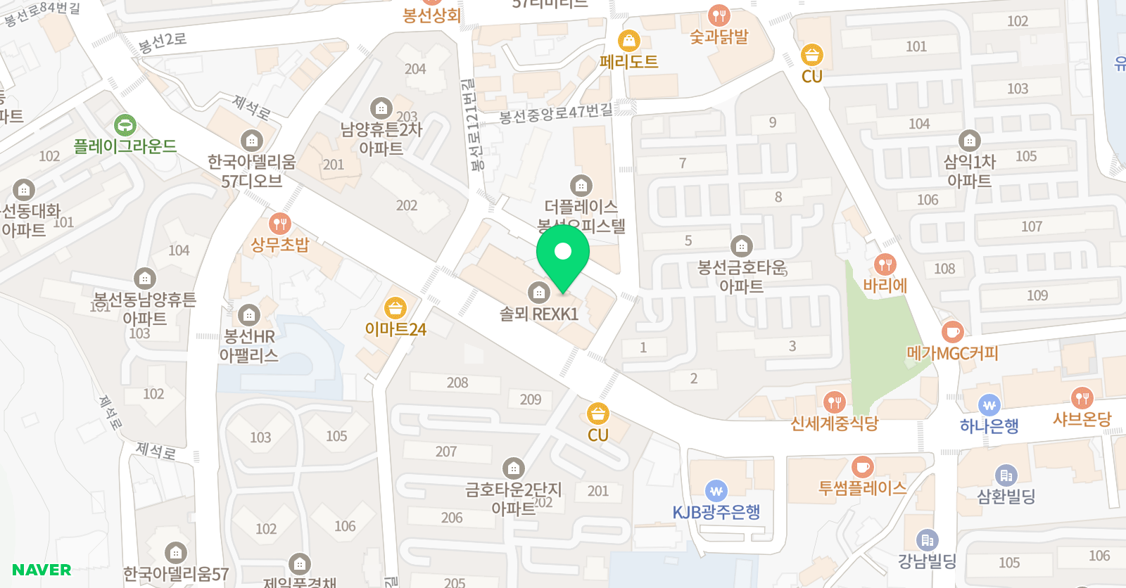 아쿠아스플래쉬 광주봉선점 위치