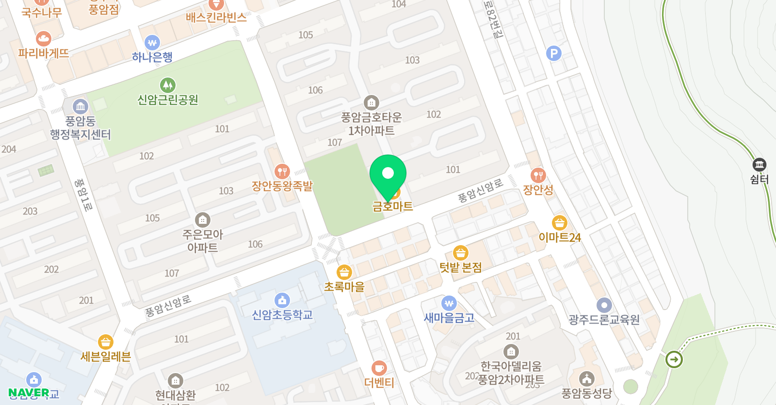 한우리 독서토론논술 광주풍암신암 독서교실 위치