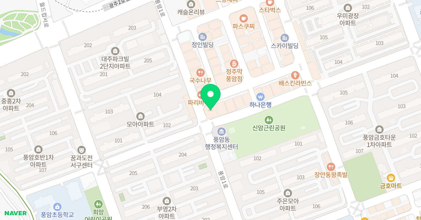 YBM잉글루 광주풍암제1캠퍼스 위치